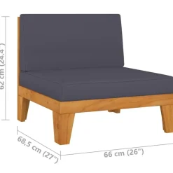 vidaXL - Middenbank - Grijs - Acaciahout