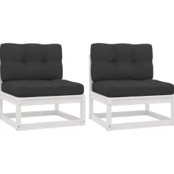 vidaXL - Middenbank - Wit - Grenenhout