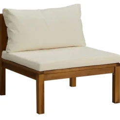 vidaXL - Middenbank sectioneel - Wit - Acaciahout - Met kussens