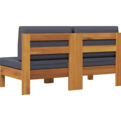 vidaXL - Middenbanken - Grijs - Acaciahout - 2 stuks - Met kussens