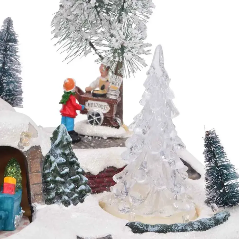 vidaXL - Miniatuur kerstdorp met treinstation - 23,5x16x18,5 cm - Hars