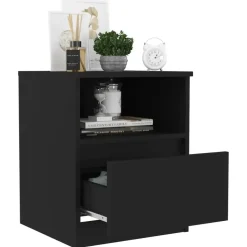 vidaXL - Nachtkast - Zwart - Bewerkt hout - 2 stuks