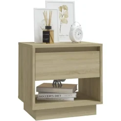 vidaXL - Nachtkastje - Beige - Bewerkt hout