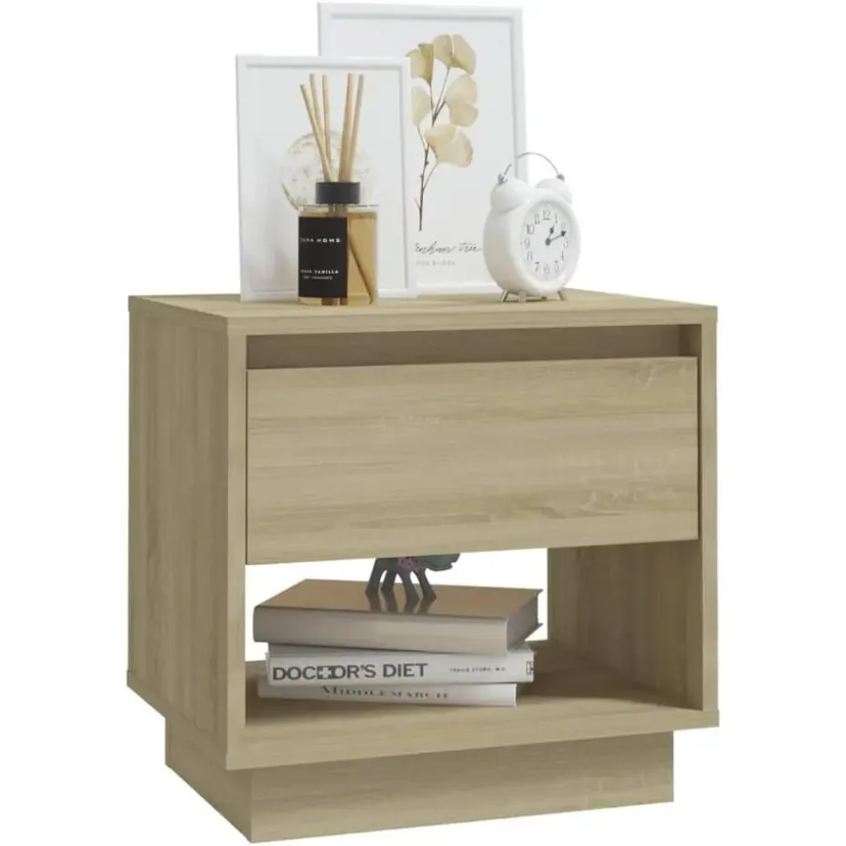 vidaXL - Nachtkastje - Beige - Bewerkt hout