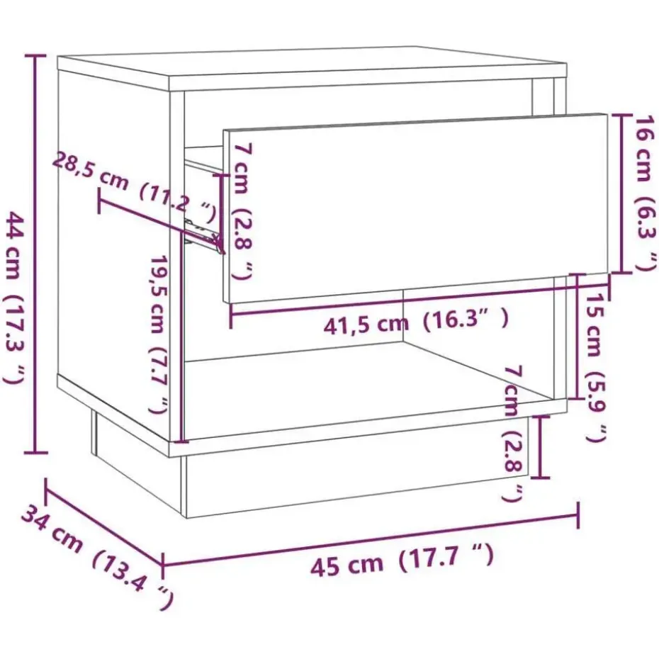 vidaXL - Nachtkastje - Beige - Bewerkt hout