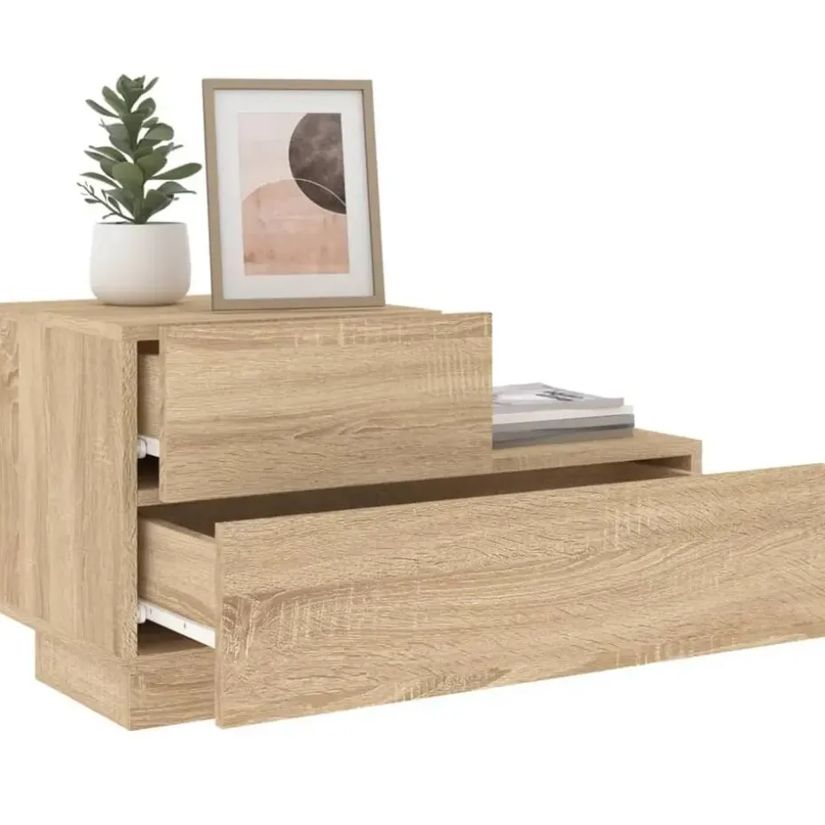 vidaXL - Nachtkastje - Bruin - Bewerkt hout