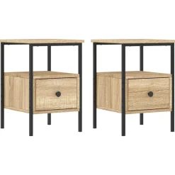 vidaXL - Nachtkastje - Bruin - Bewerkt hout - 2 stuks