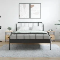 vidaXL - Nachtkastje - Bruin - Bewerkt hout - 2 stuks