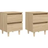 vidaXL - Nachtkastje - Bruin - Grenenhout - 2 stuks