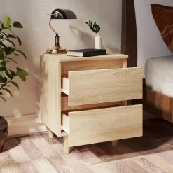vidaXL - Nachtkastje - Bruin - Grenenhout - 2 stuks