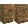vidaXL - Nachtkastje - Bruin - Bewerkt hout - 2 stuks