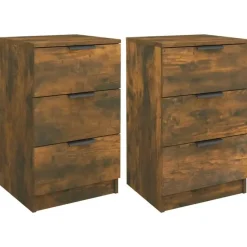 vidaXL - Nachtkastje - Bruin - Bewerkt hout - 2 stuks