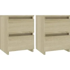 vidaXL - Nachtkastje - Bruin - Bewerkt hout - 2 stuks