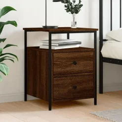 vidaXL - Nachtkastje - Bruin - Bewerkt hout