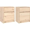 vidaXL - Nachtkastje - Bruin - Grenenhout - 2 stuks