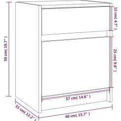 vidaXL - Nachtkastje - Bruin - Grenenhout - 2 stuks