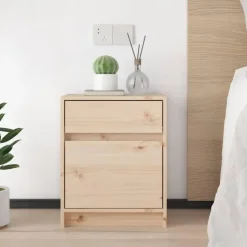 vidaXL - Nachtkastje - Bruin - Grenenhout - 2 stuks