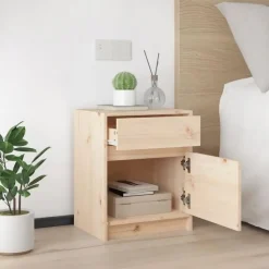 vidaXL - Nachtkastje - Bruin - Grenenhout - 2 stuks