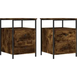 vidaXL - Nachtkastje - Bruin - Bewerkt hout - 2 stuks