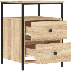 vidaXL - Nachtkastje - Bruin - Bewerkt hout - 2 stuks