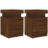 vidaXL - Nachtkastje - Bruin - Bewerkt hout - 2 stuks