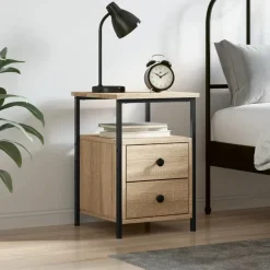 vidaXL - Nachtkastje - Bruin - Bewerkt hout