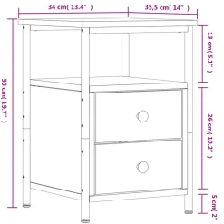 vidaXL - Nachtkastje - Bruin - Bewerkt hout