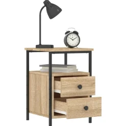 vidaXL - Nachtkastje - Bruin - Bewerkt hout