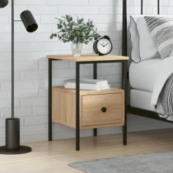 vidaXL - Nachtkastje - Bruin - Bewerkt hout