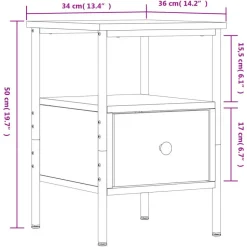 vidaXL - Nachtkastje - Bruin - Bewerkt hout