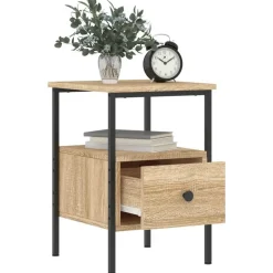 vidaXL - Nachtkastje - Bruin - Bewerkt hout