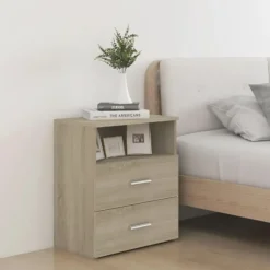 vidaXL - Nachtkastje - Bruin - Bewerkt hout