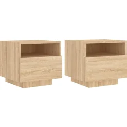 vidaXL - Nachtkastje - Bruin - Bewerkt hout - 2 stuks