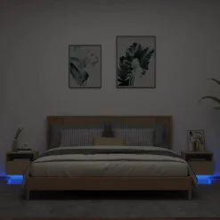 vidaXL - Nachtkastje - Bruin - Bewerkt hout - 2 stuks