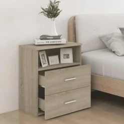 vidaXL - Nachtkastje - Bruin - Bewerkt hout - 2 stuks