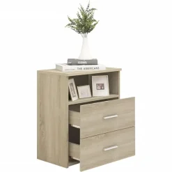 vidaXL - Nachtkastje - Bruin - Bewerkt hout - 2 stuks