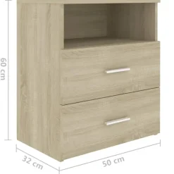 vidaXL - Nachtkastje - Bruin - Bewerkt hout - 2 stuks