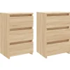 vidaXL - Nachtkastje - Bruin - Bewerkt hout - 2 stuks