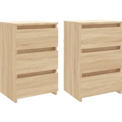 vidaXL - Nachtkastje - Bruin - Bewerkt hout - 2 stuks
