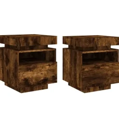 vidaXL - Nachtkastje - Bruin - Bewerkt hout - 2 stuks