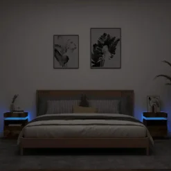 vidaXL - Nachtkastje - Bruin - Bewerkt hout - 2 stuks