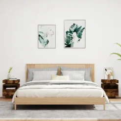 vidaXL - Nachtkastje - Bruin - Bewerkt hout - 2 stuks