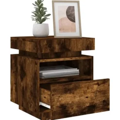 vidaXL - Nachtkastje - Bruin - Bewerkt hout - 2 stuks