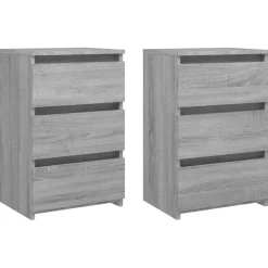 vidaXL - Nachtkastje - Grijs - Bewerkt hout - 2 stuks