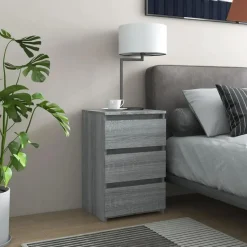 vidaXL - Nachtkastje - Grijs - Bewerkt hout - 2 stuks