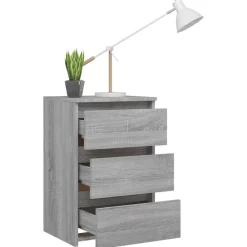 vidaXL - Nachtkastje - Grijs - Bewerkt hout - 2 stuks