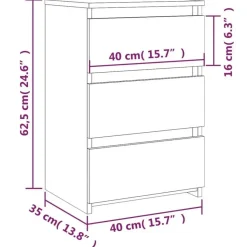 vidaXL - Nachtkastje - Grijs - Bewerkt hout - 2 stuks