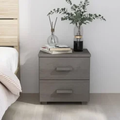 vidaXL - Nachtkastje - Grijs - Grenenhout