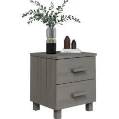vidaXL - Nachtkastje - Grijs - Grenenhout