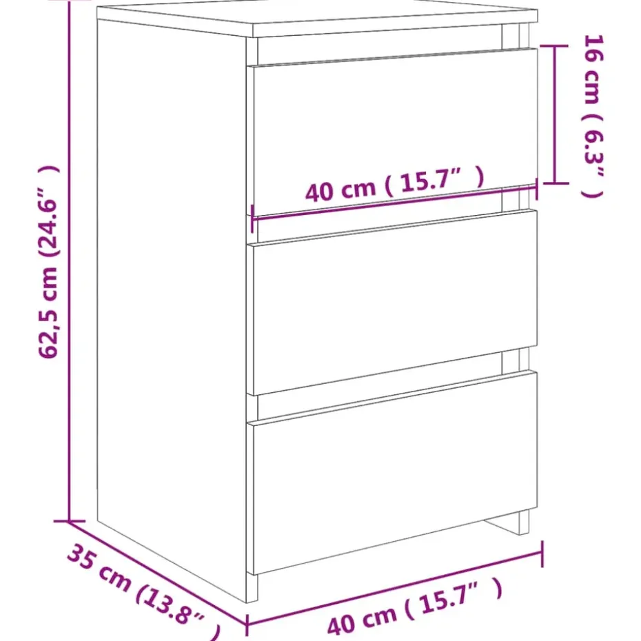 vidaXL - Nachtkastje - Grijs - Bewerkt hout
